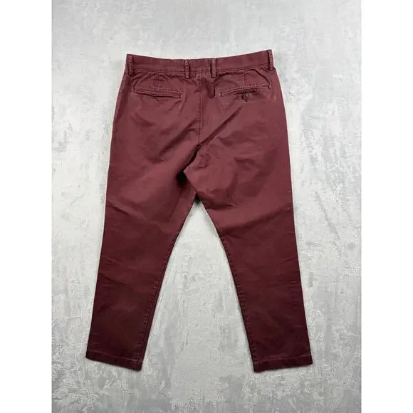 J.Crew Broken-In Urban Slim Chinos – Burgundy / Wine – Size 33x30 - Picture 2 of 7